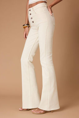 Kahverengi Dugme Detayl? Yuksek Bel Comfort/Esnek Ispanyol Paca Flare Jeans TWOSS26JE00038 - Trendyolmilla фото 9