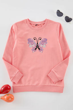 Somon K?z Cocuk Bask?l? Pamuklu Orme Sweatshirt TKDAW25SW00011 - Trendyolmilla фото 2