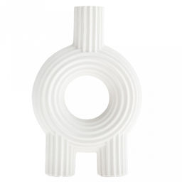 Ваза керамическая "Кабо-Верде" 800мл, 11,3х3,2см h17,3см, д/горла - 1,8см, матовая, фактурная глазурь, цвет - белый, в коробке (Китай)