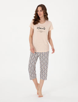 Bej K_sakollu Kapri Pijama Tak_m_