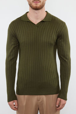 TRENDYOL MAN Siyah Slim Dar Kesim Couple/Cift Polo Yaka Duz Triko Kazak TMNAW25KZ00022 - Trendyolmilla фото 3