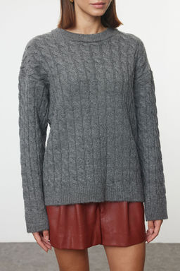 Antrasit More Sustainable Yumusak Dokulu Basic Triko Kazak TWOAW25KZ00334 - Trendyolmilla фото 3