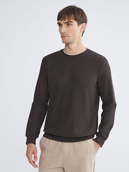 Bisiklet Yaka Uzun Kollu Erkek Sweatshirt