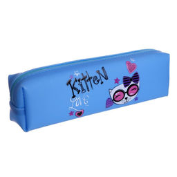 Пенал школьный на молнии «Кошечка», МИКС