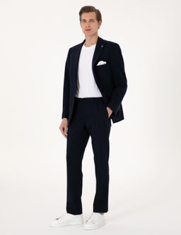 Lacivert Slim Fit Tak_m Elbise