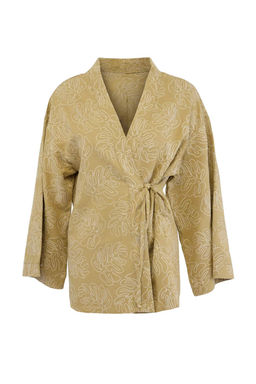 Ekru Dokuma Cicek Desen Islemeli Midi Plaj Kimono&Kaftan TBESS25KM00030 - Trendyolmilla фото 7