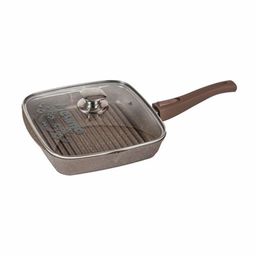 Сковорода-гриль квадр.28*28 АП Гранит brown со съемной ручкой и стекл. крышкой арт.с068806