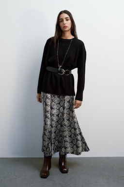 ANIMAL PRINT SATIN MIDI SKIRT - Zara фото 7