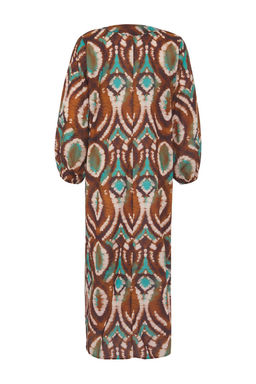 Batik Desenli Dokuma %100 Pamuk Maxi Plaj Elbise TBESS25EL00019 - Trendyolmilla фото 7