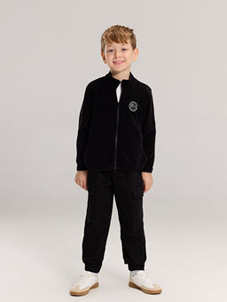 Kolej Yaka Basic Uzun Kollu Erkek ?ocuk Fermuarl? Sweatshirt