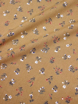 Штапель Весенние букетики на карамельно-коричневом, ш.1.43м, вискоза-100%, 110гр/м.кв - Купава фото 5