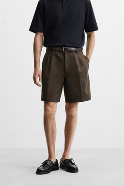 REGULAR FIT PLEATED BERMUDA SHORTS - Zara фото 2
