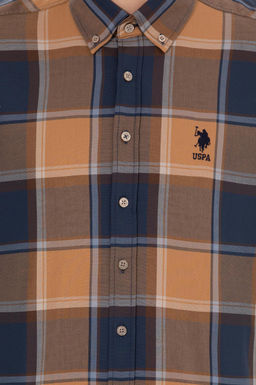 U. S. Polo Assn Мужская рубашка светло-коричневого цвета в клетку - U.s. polo assn фото 6