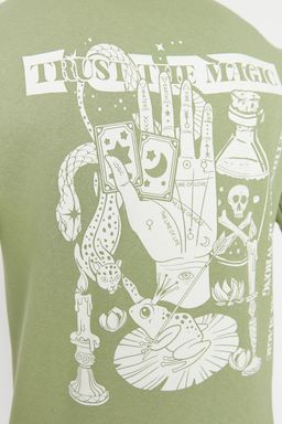 Yesil Bisiklet Yaka Regular/Normal Kesim Mistik Bask?l? Ici Polarl? Sweatshirt TMNAW23SW00303