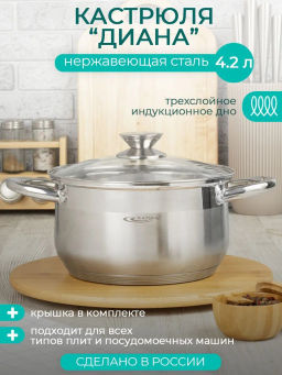 Кастрюля 4,2л Диана KT01-D-40