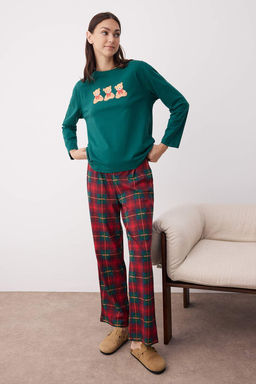 Yesil Ekose / Kareli 30/1 Openend Orme Pijama Tak?m? THMAW26PT00042