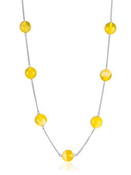 Колье-цепочка с бусинами-шариками из натурального балтийского янтаря медового цвета Олимпия