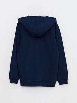 Kap??onlu Basic Uzun Kollu Erkek ?ocuk Fermuarl? Sweatshirt