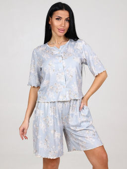 429 ДОМАШНИЙ КОСТЮМ ЖЕНСКИЙ (шорты) (Голубой) - А-дина фото 3