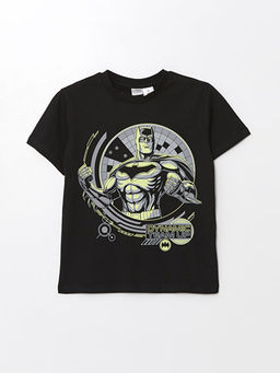 Bisiklet Yaka Batman Bask?l? K?sa Kollu Erkek ?ocuk Ti??rt