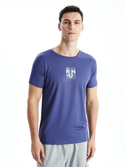 Bisiklet Yaka K?sa Kollu Bask?l? Erkek Ti??rt