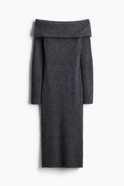 Vestido off-the-shoulder en punto de canale - H&m фото 8