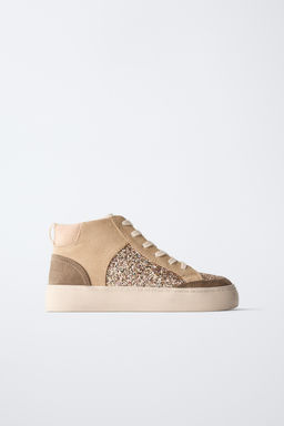 HIGH-TOP TRAINERS WITH SPARKLY DETAILS