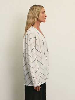 Блузка из хлопка в полоску / Zarina фото 4