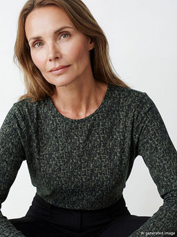 Bisiklet Yaka Desenli Bluz