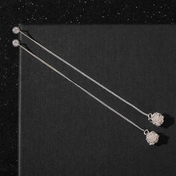 Серьги металл Цепочки шарики, цвет серебро