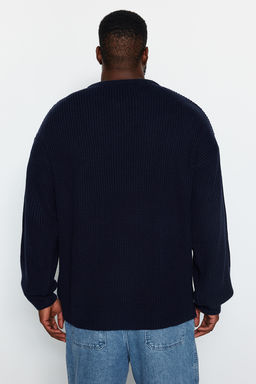 TRENDYOL MAN Lacivert Buyuk Beden Oversize Fit Genis Kal?p Bisiklet Yaka Basic Triko Kazak TMNAW24AN00001 - Trendyolmilla фото 5
