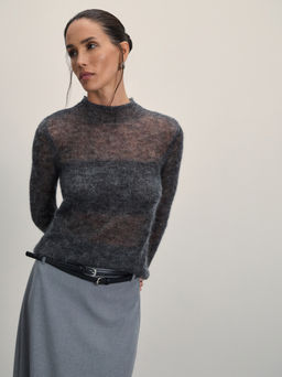 Вязаный шерстяной лонгслив с мохером в составе / Zarina  фото 7