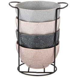 НАБОР САЛАТНИКОВ ИЗ 4 ШТ. НА МЕТАЛ-ОЙ ПОДСТАВКЕ КОЛЛЕКЦИЯ PASTEL 11*4,5 СМ, 330МЛ