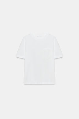 CAMISETA BOLSILLO BORDADO / Blanco - Zara фото 6