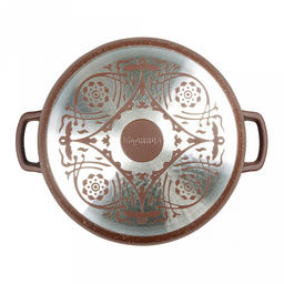 Жаровня с антипригарным покрытием 3,5л, д28см "Шоколад", h7см, s0,4см, литые ручки, стеклянная крышка с пароотводом, подарочная упаковка (Россия)