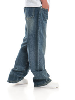 Джинсы свободного кроя на резинке 33-6900 синий - Mini maxi фото 7