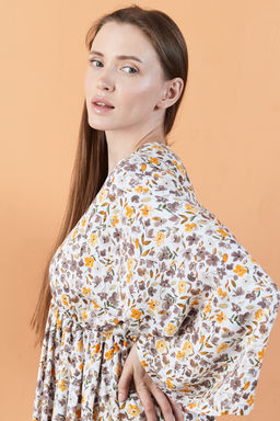 Платье женское FLOWER030/04/Белый, коричневый