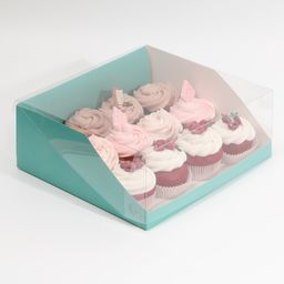 Цена за 5 шт. Коробка для кондитерских изделий с PVC-крышкой Тиффани, 25 х 22,5 х 10 см