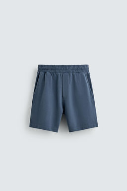 BERMUDA PIQU? REGULAR FIT LAVADO / Azul