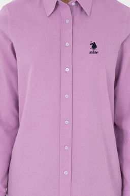 Женская сиреневая рубашка с длинным рукавом Неожиданная скидка в корзине - U.s. polo assn фото 6