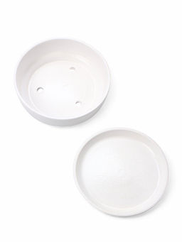 Горшок - бонсайница «Огма», для кактусов и суккулентов, 700 мл, d=15 см, h=5.5 см, керамика, с поддоном, белый