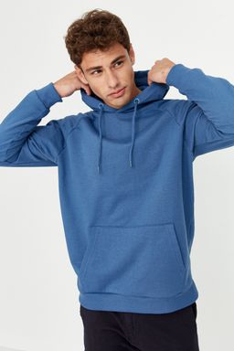 TRENDYOL MAN Siyah Basic Oversize/Genis Kesim Kapusonlu Ici Polarl? Sweatshirt TMNAW23SW00192 - Trendyolmilla фото 10