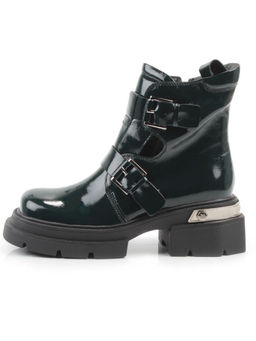 01-D1-8070 DK. GREEN Ботинки демисезонные женские (натуральная кожа, байка)