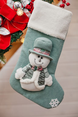 Новогодний носок для подарков зеленый