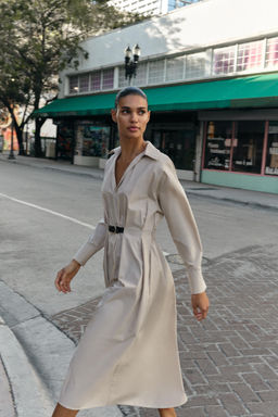 MIDI DRESS WITH BELT - Zara фото 4