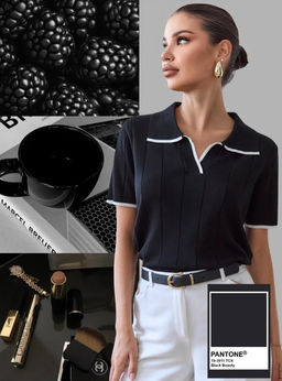 K13360 Джемпер-поло (вязаный трикотаж) ЧЕРНЫЙ