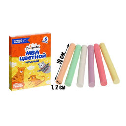 Мел школьный цветной, набор 6 цветов, круглый, беспыльный в картонной коробке - Calligrata фото 2