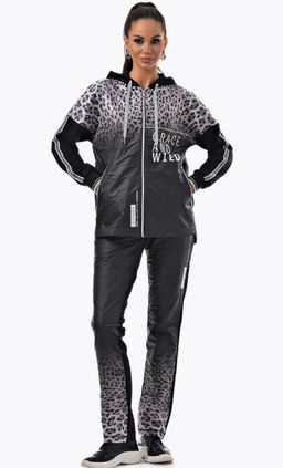 Толстовка из футера комбинированного с принтованной плащевой тканью