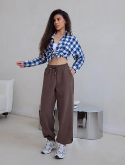 K13111 Штаны Багги (начес) КОРИЧНЕВЫЙ