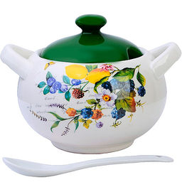 60150 Сахарница с крышкой 375мл с ложкой 3пр Лесные ягоды с лимонами доломит LR (х36) - Mayer&boch фото 2